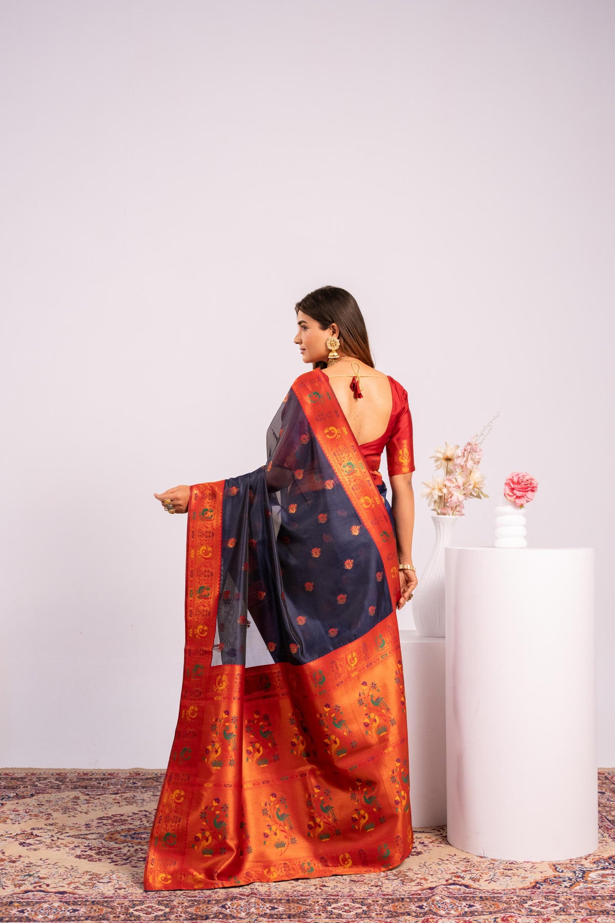 Blue Soft Tissue Silk Zari Woven Saree with Unstitched Blouse