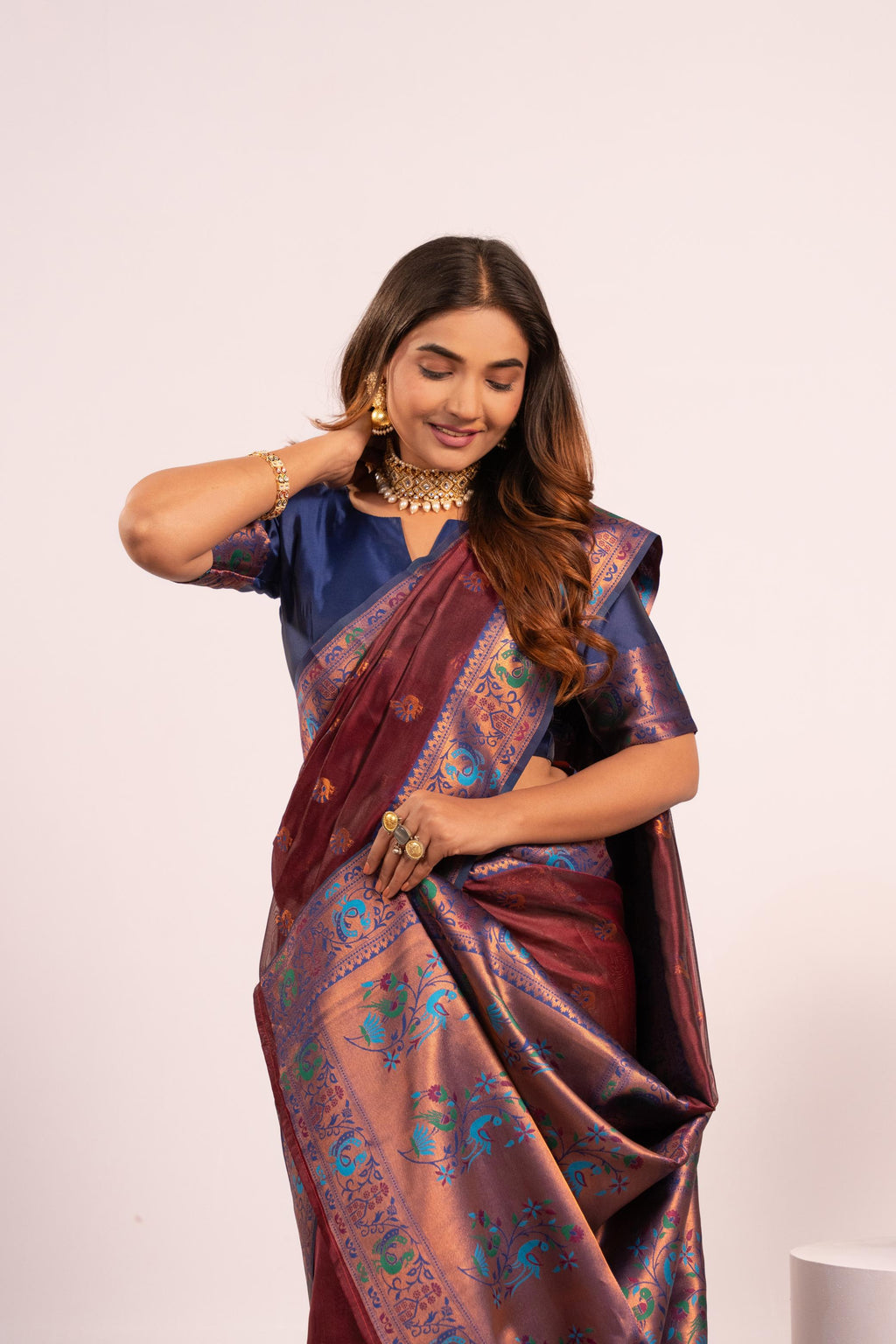 Coffee Soft Tissue Silk Saree with Zari Woven Border and Blouse