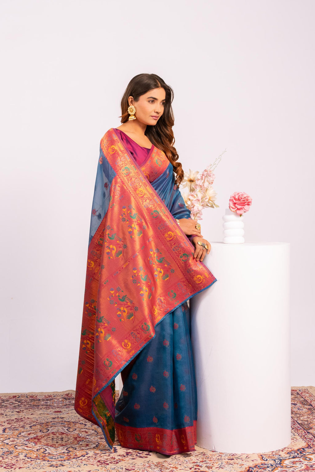 Rama Soft Tissue Silk Saree with Zari Woven Details