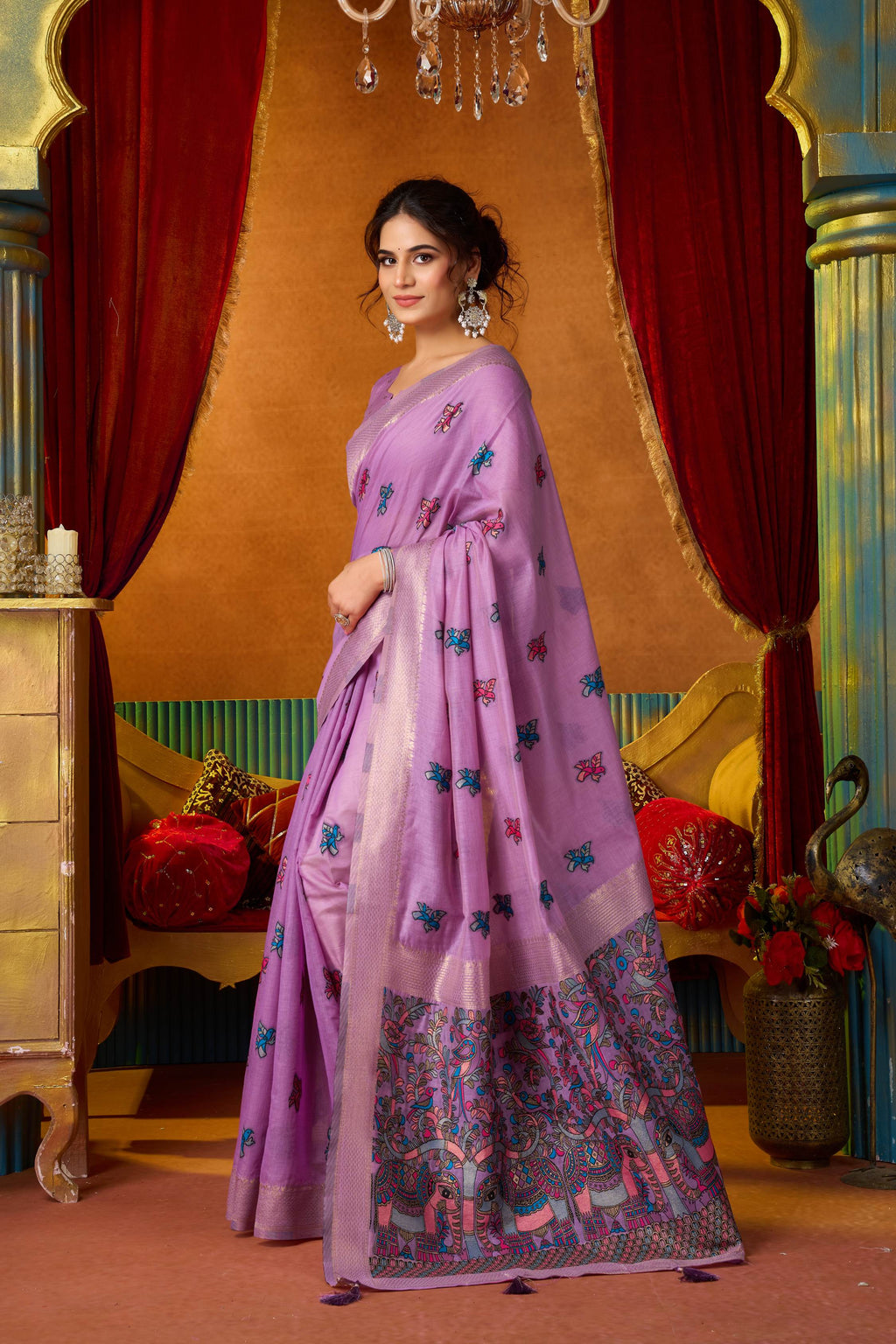 Lavender Modal Zari Woven Saree with Matching Blouse Piece