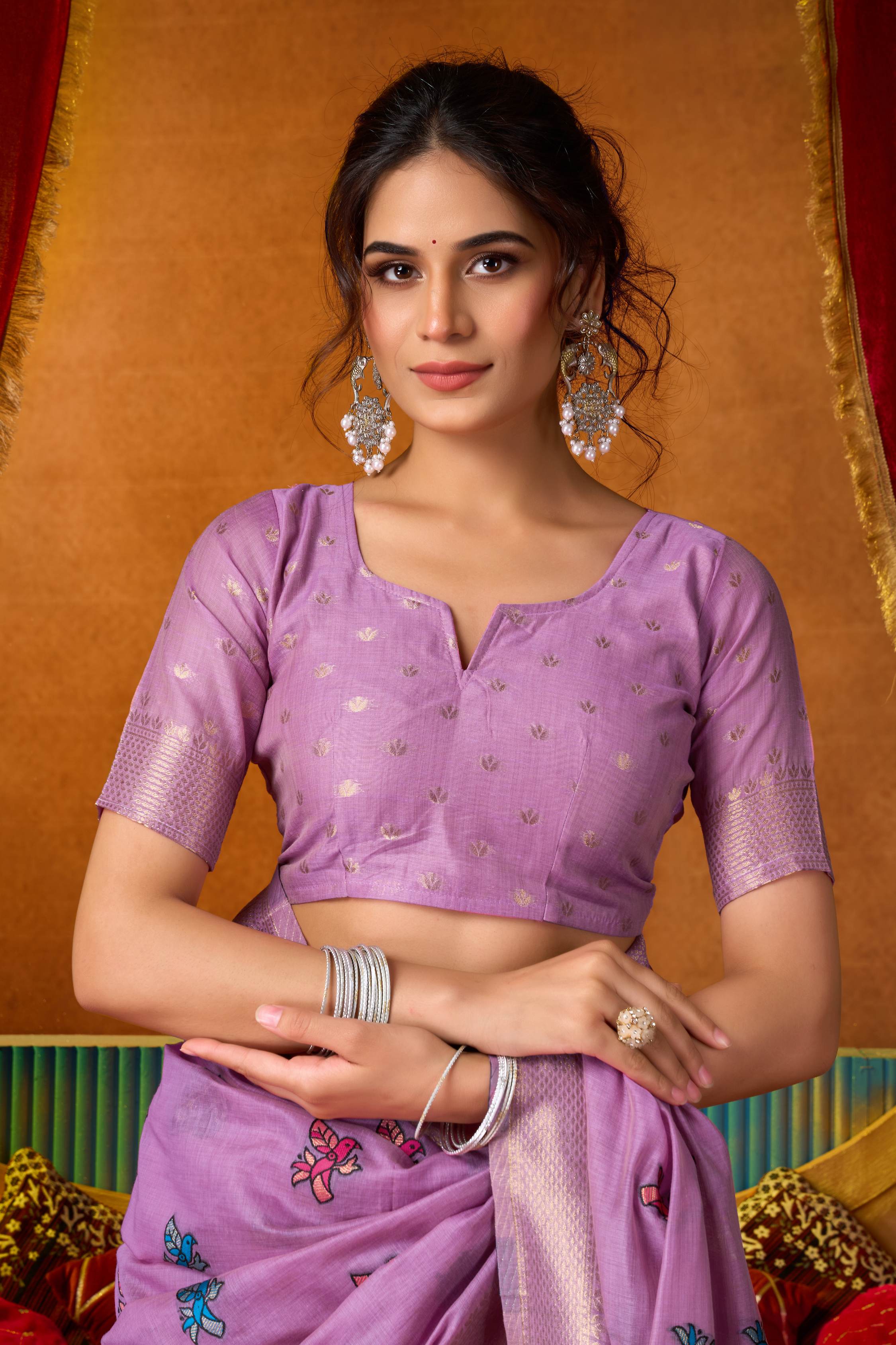 Lavender Modal Zari Woven Saree with Matching Blouse Piece