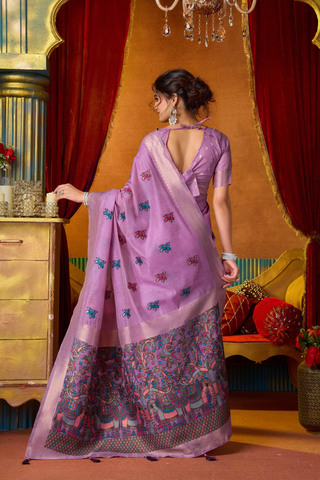 Lavender Modal Zari Woven Saree with Matching Blouse Piece