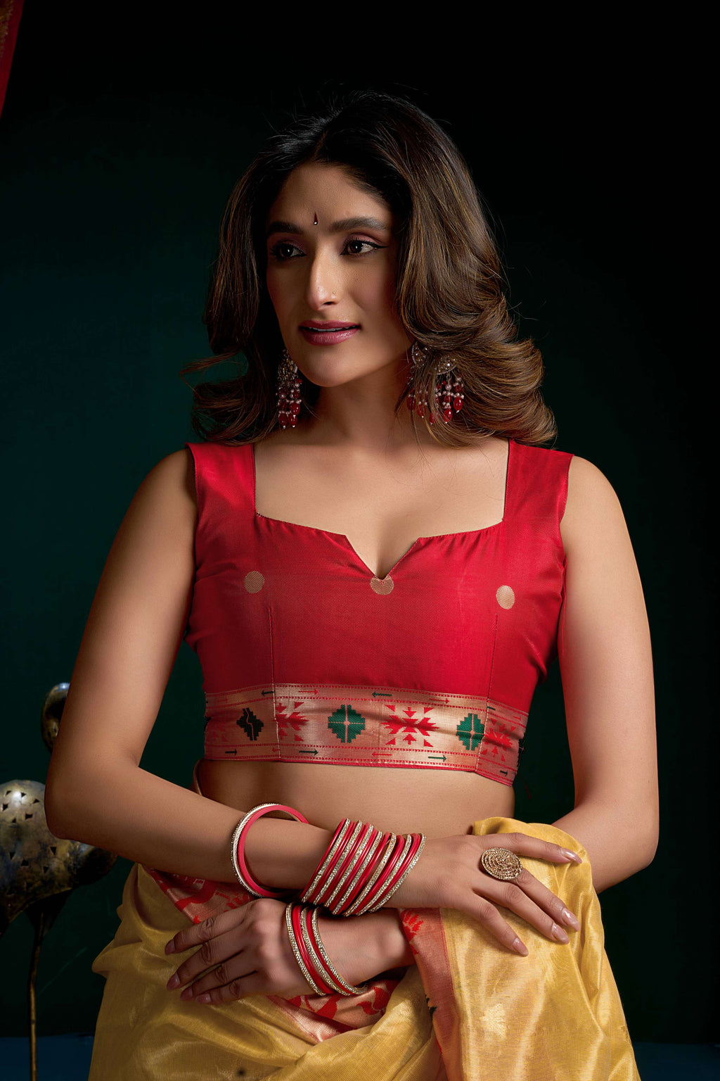 Mustard Tissue Paithani Saree with Lotus Zari Weave & Blouse