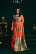 Orange Soft Silk Saree with Fancy Pumpum & Zari Weave