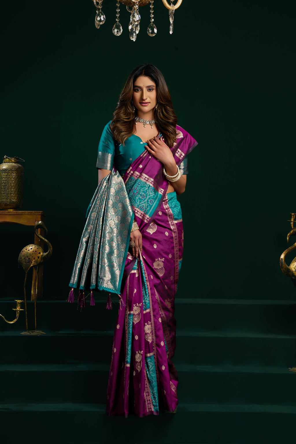 Wine Soft Silk Zari Woven Saree with Fancy Pumpum Detail