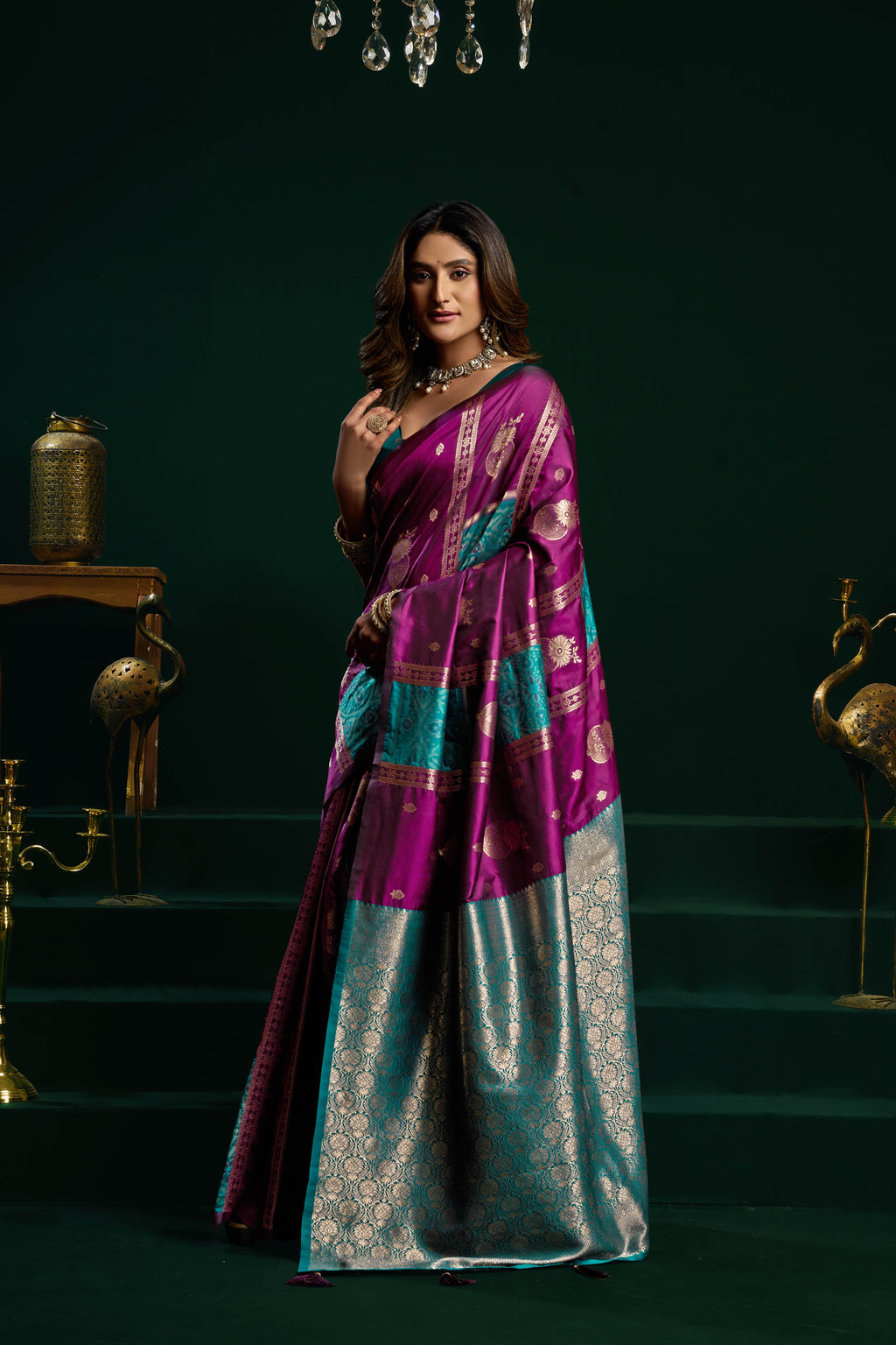 Wine Soft Silk Zari Woven Saree with Fancy Pumpum Detail