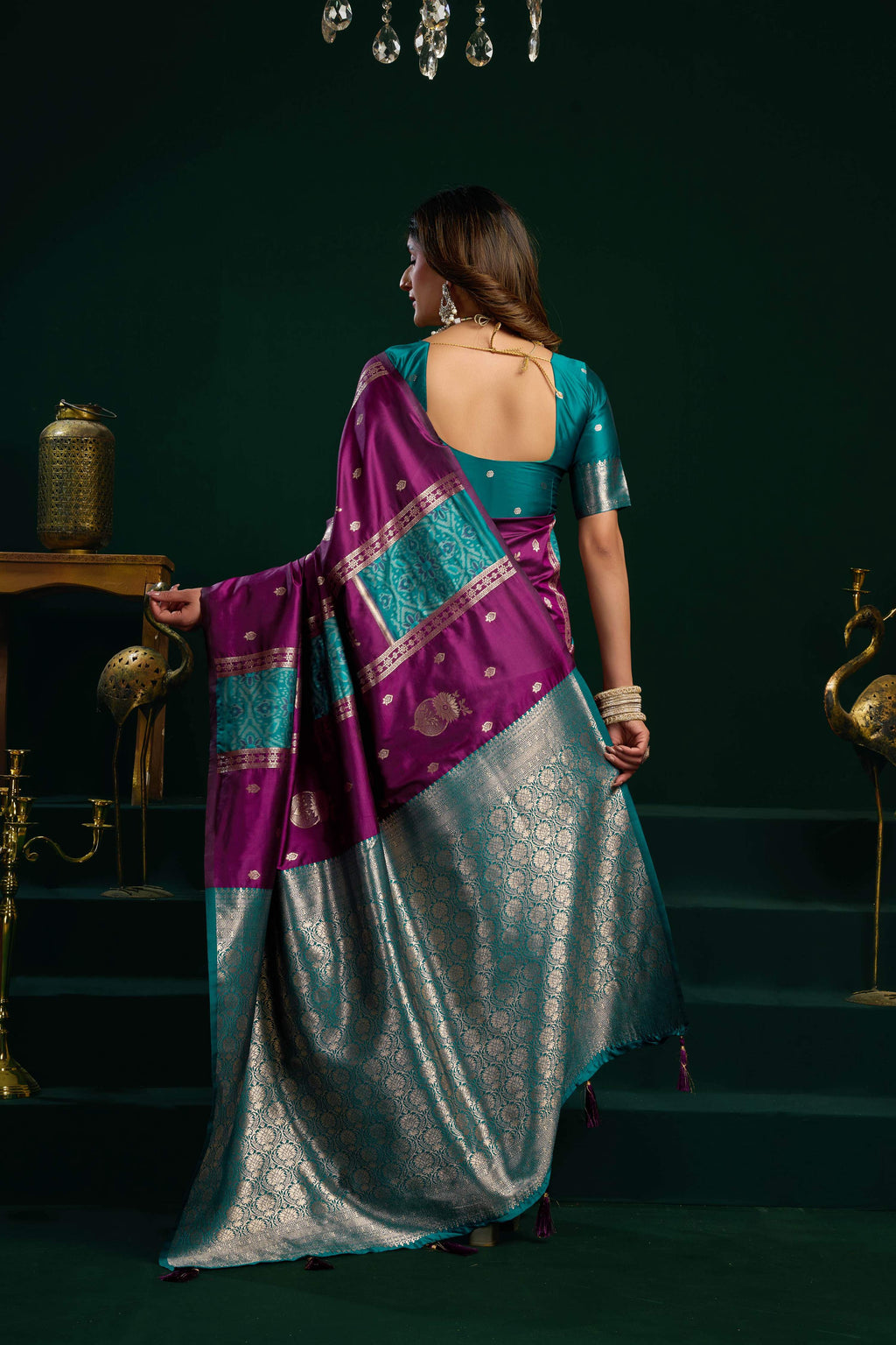 Wine Soft Silk Zari Woven Saree with Fancy Pumpum Detail