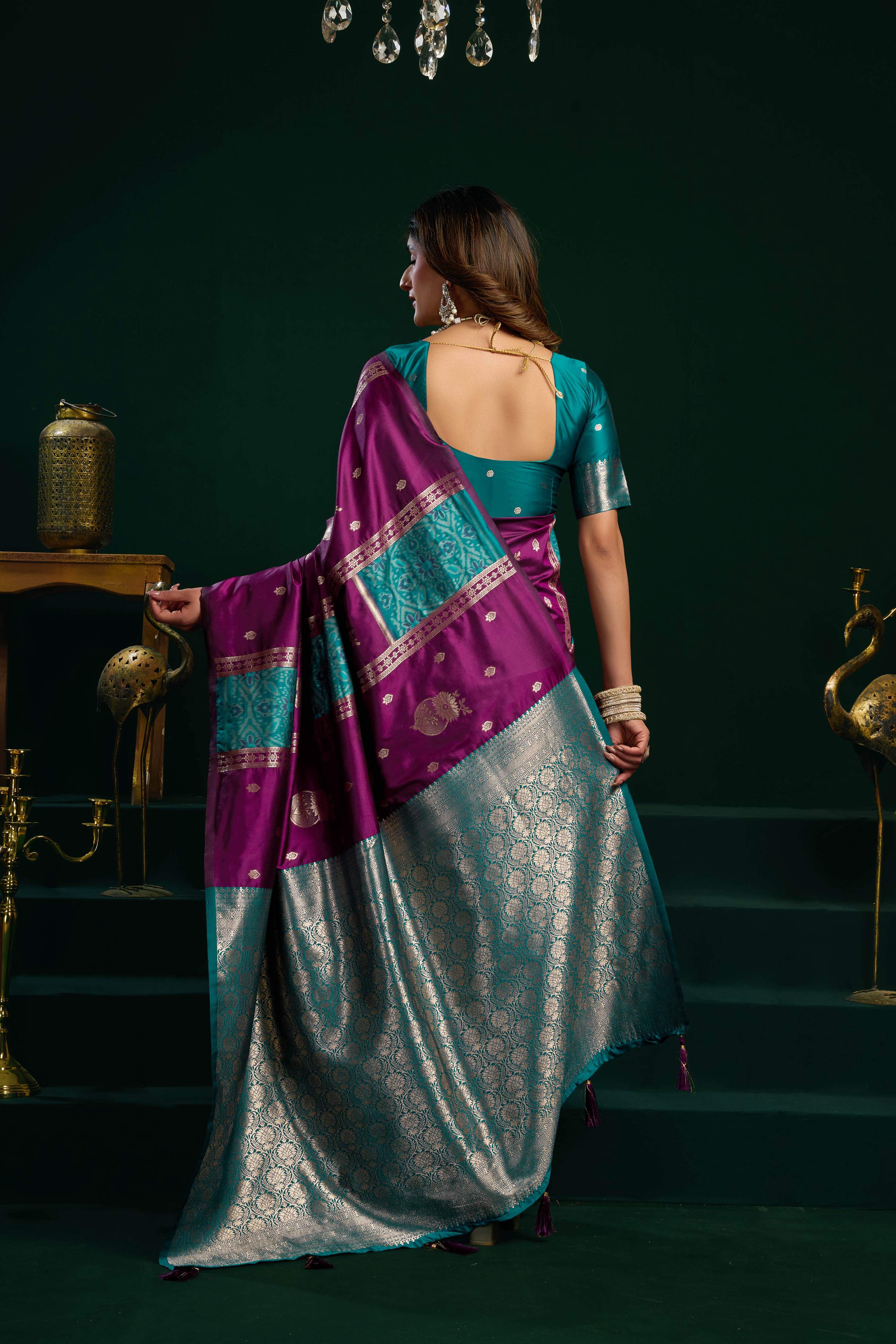 Wine Soft Silk Zari Woven Saree with Fancy Pumpum Detail