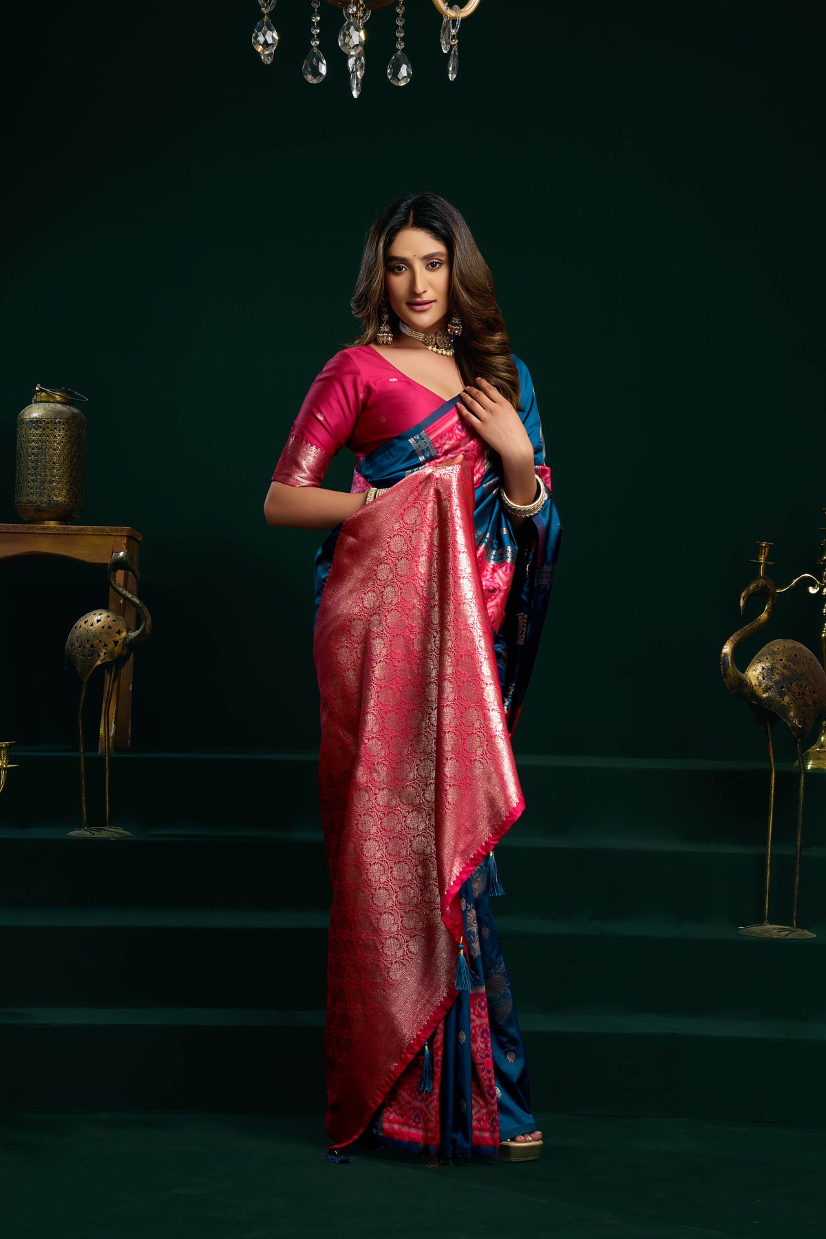 Blue Soft Silk Saree with Fancy Pumpum and Zari Weave