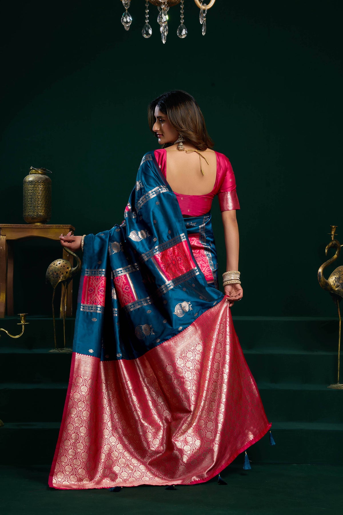 Blue Soft Silk Saree with Fancy Pumpum and Zari Weave