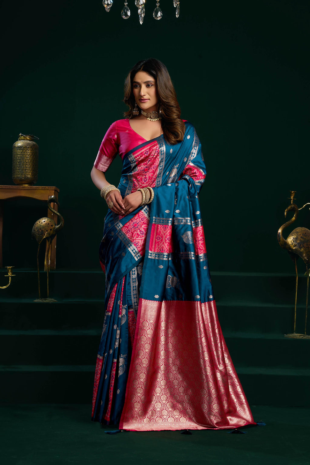 Blue Soft Silk Saree with Fancy Pumpum and Zari Weave