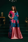 Blue Soft Silk Saree with Fancy Pumpum and Zari Weave