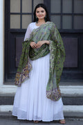 Jyoti Fashion Women's White Georgette Butti work Partywear Anarkali Dress with Dupatta