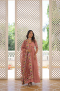 Stunning Peach Faux Georgette Anarkali dress with delicate sequins and zari embroidery