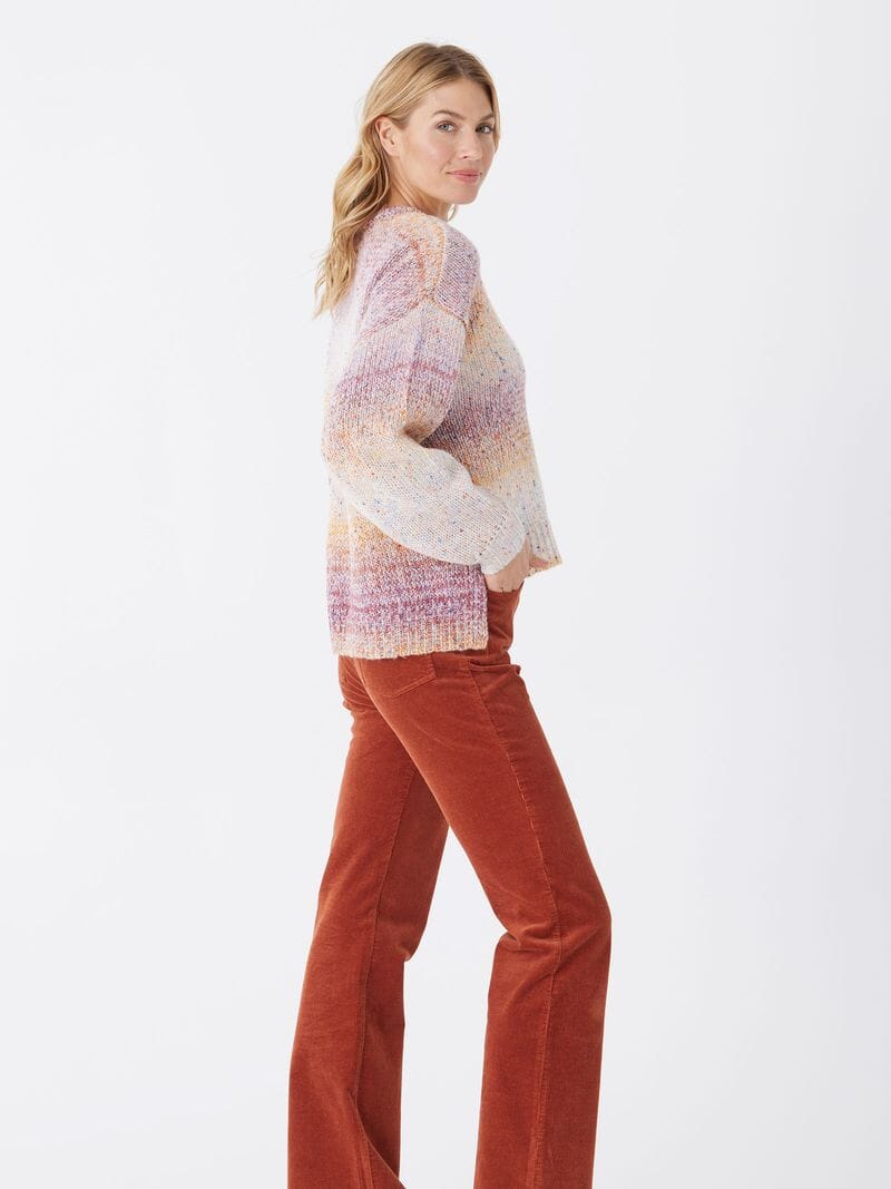 Yuma Gradient Sweater Knit Pullover in Purple, Orange and White