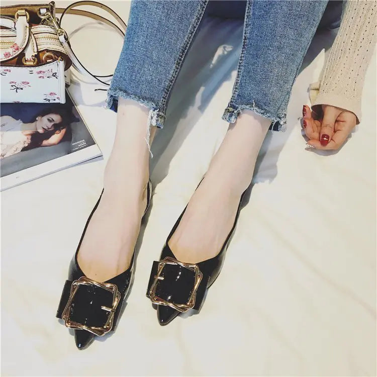 Trendy Korean Style Pointed Toe Flat Slip-On Shoes