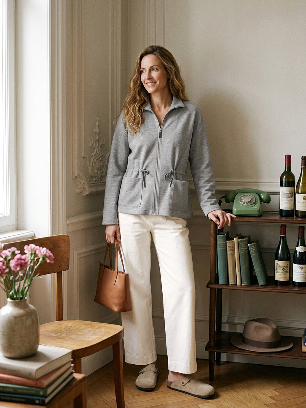 Wool Drawstring Waist Collared Jacket SOLARA