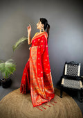 Red Banarasi Lichi Silk Saree with Traditional Meenakari Weaving