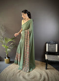 Mehendi Green Georgette Saree with Attractive Foil Print