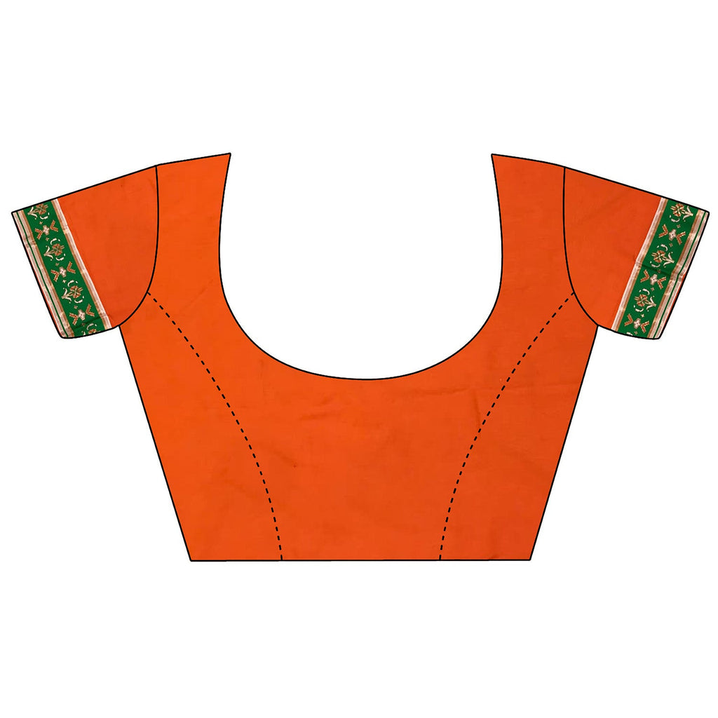 Orange Banarasi Silk Saree with Nature-Inspired Motifs