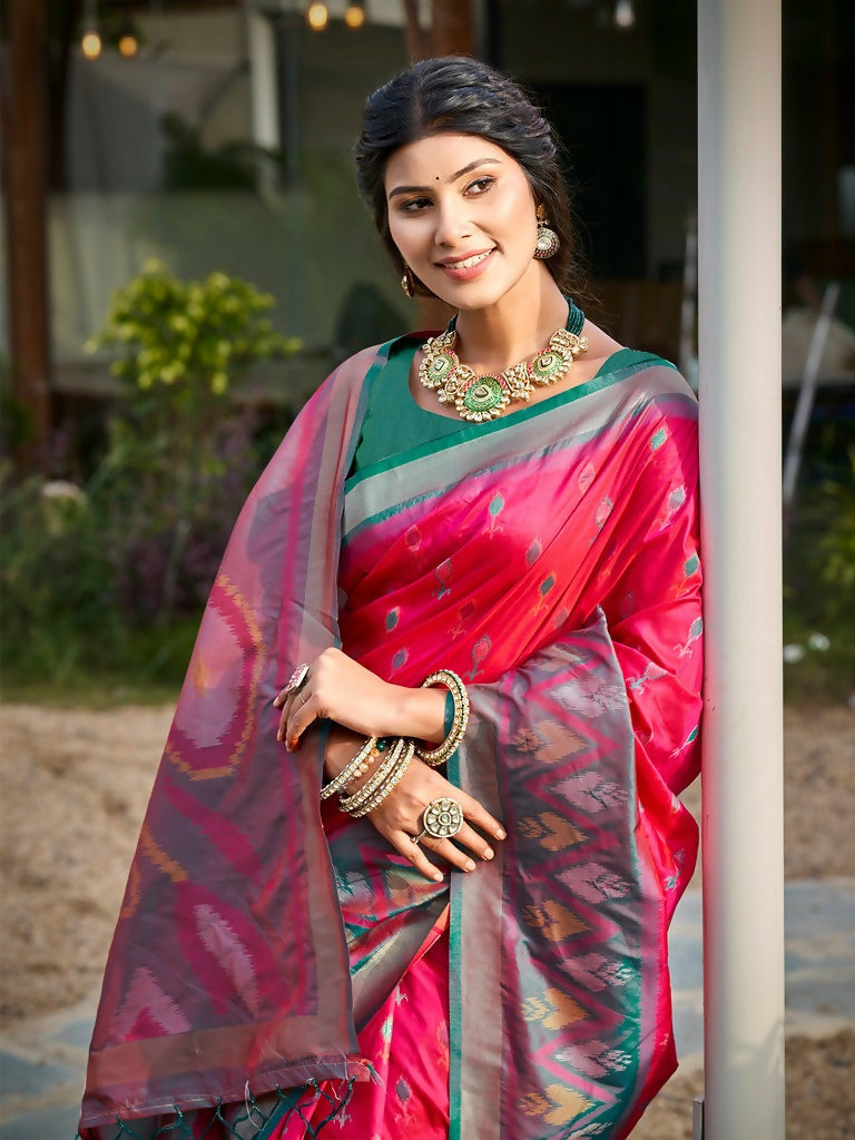 Shree Shyam Fashion Red Soft Silk Saree