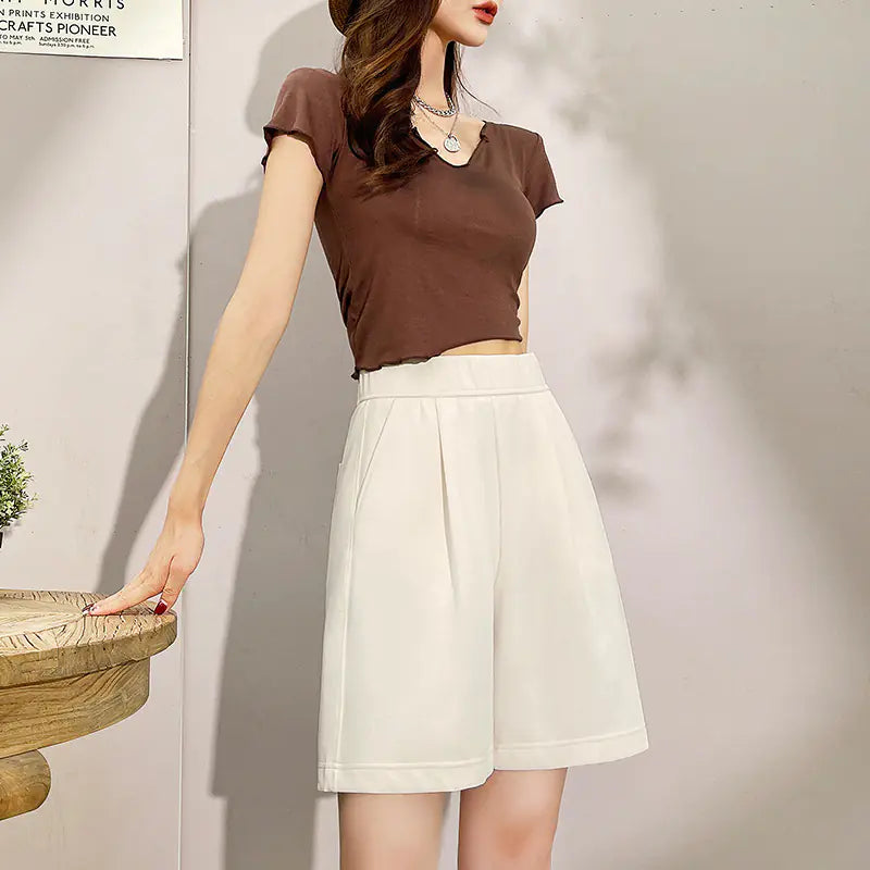 Plus Size Women's High Waist Wide Leg Sports Shorts