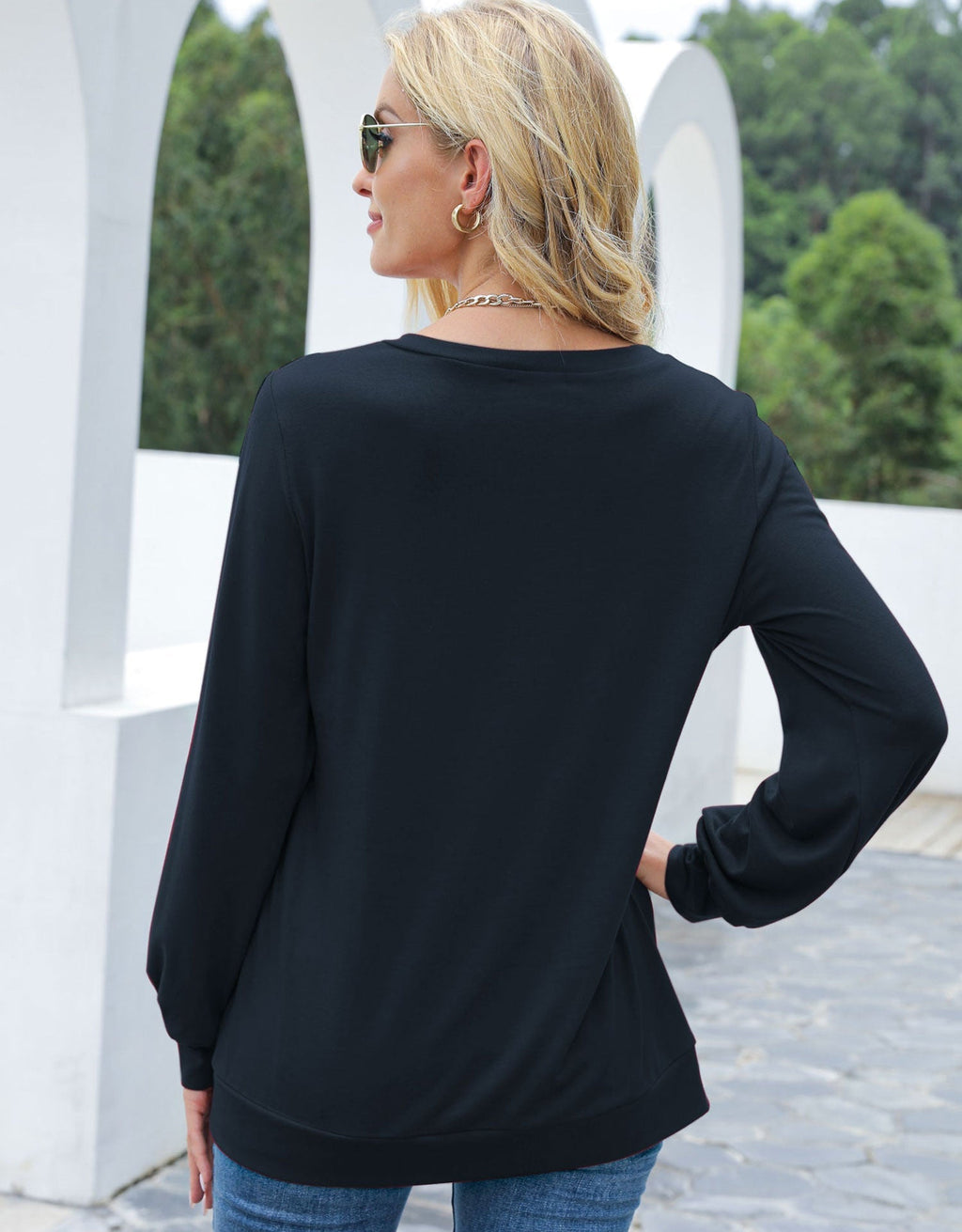 Cut Out Pullover Long Sleeve