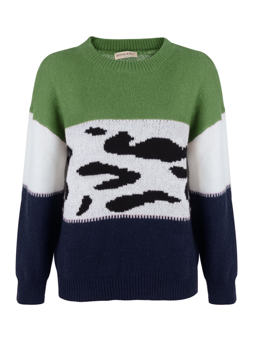 Color Block Animal Print Sweater