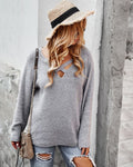 Women's Burgundy Criss Cross Front Long Sleeve Knit Sweater - Image 3