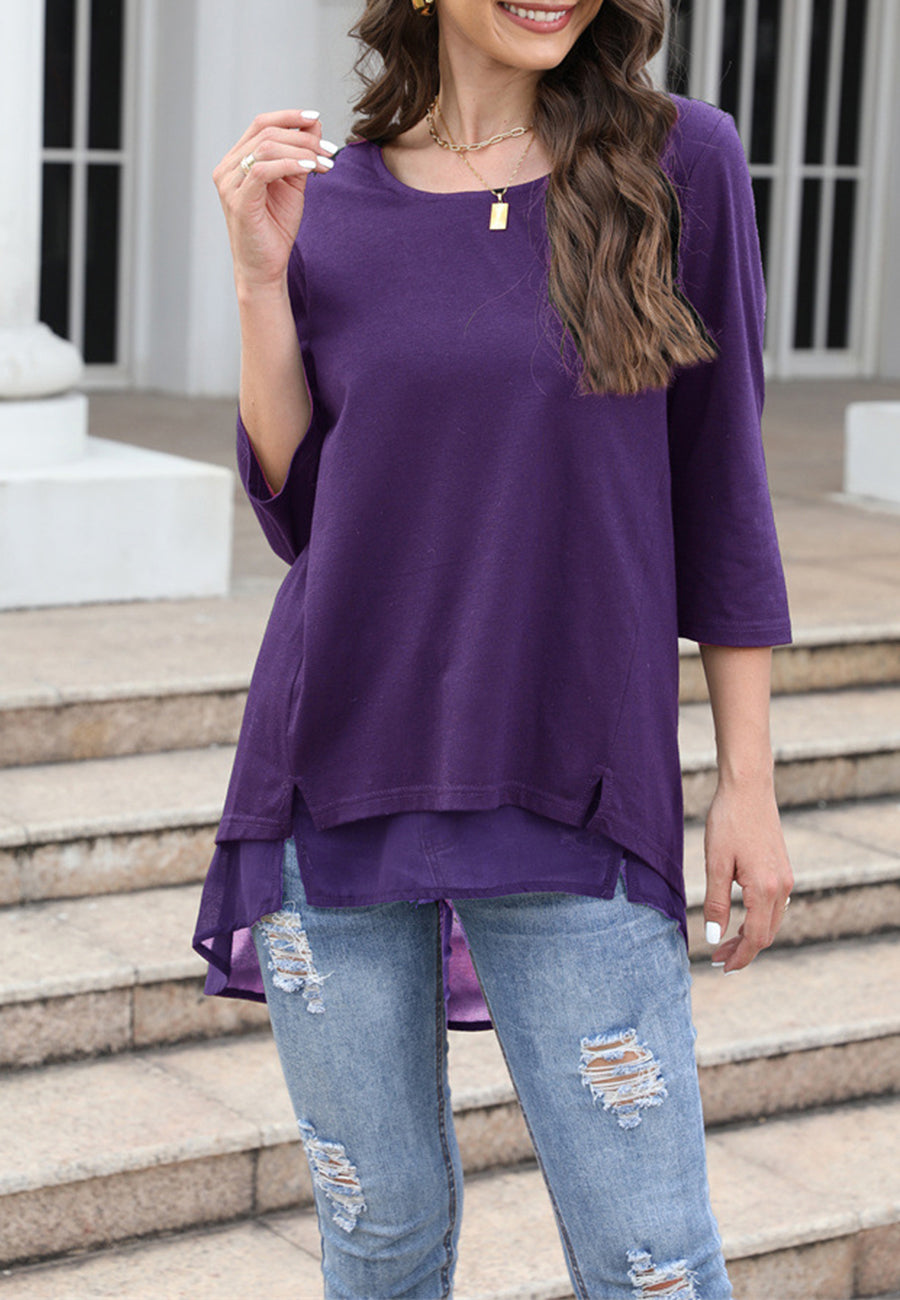 Women's Solid Black Long Sleeve Loose Fit Round Neck Sweater