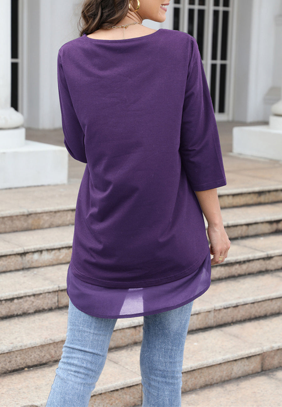 Women's Solid Black Long Sleeve Loose Fit Round Neck Sweater