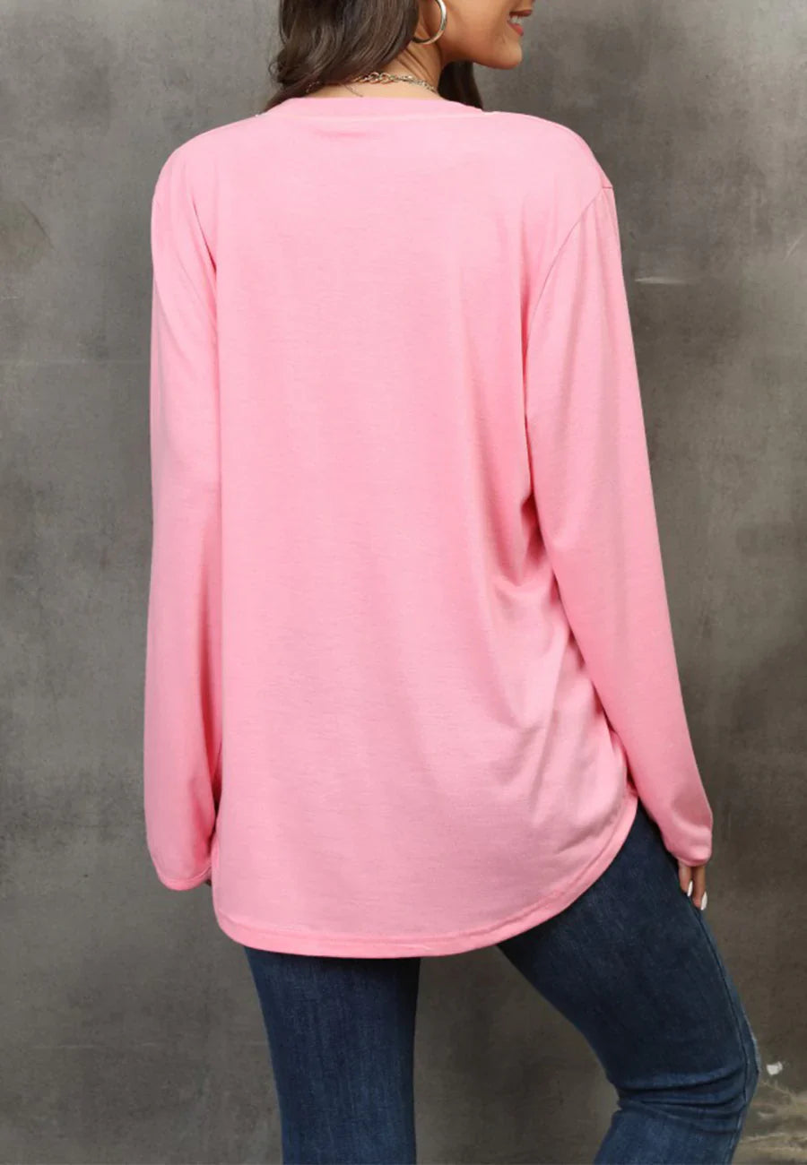 Women's Solid Black Long Sleeve Loose Fit Round Neck Sweater