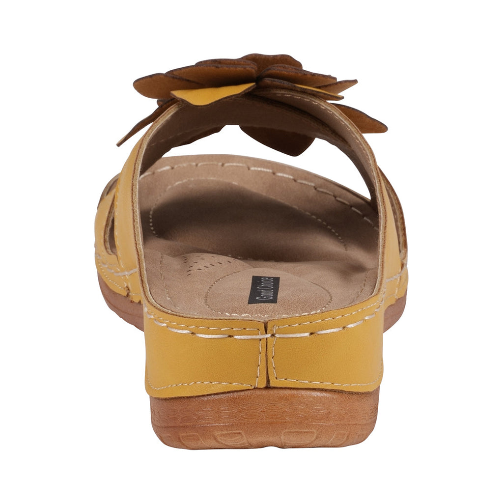 Women's Yellow Flower Comfort Flat Sandals Casual Summer Shoes - Image 7