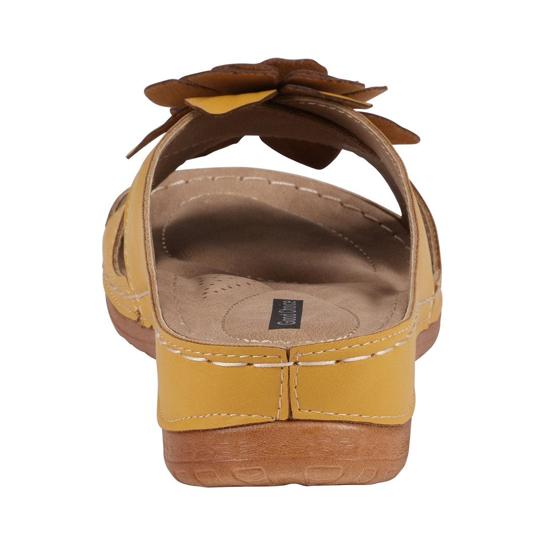 Women's Yellow Flower Comfort Flat Sandals Casual Summer Shoes - Image 7