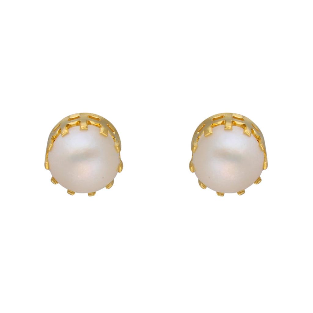 Single String Fashionable Pearl Set with CZ Stones - White Pearl