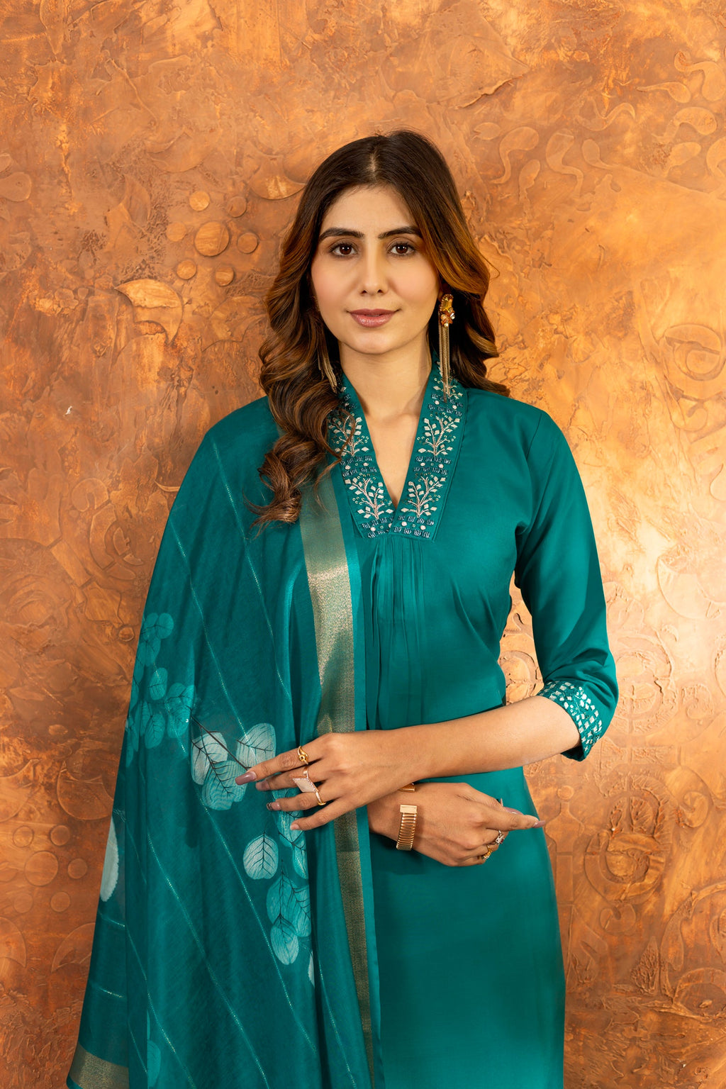 Rama Roman Silk Kurta Set with Sequins Embroidery & Handwork