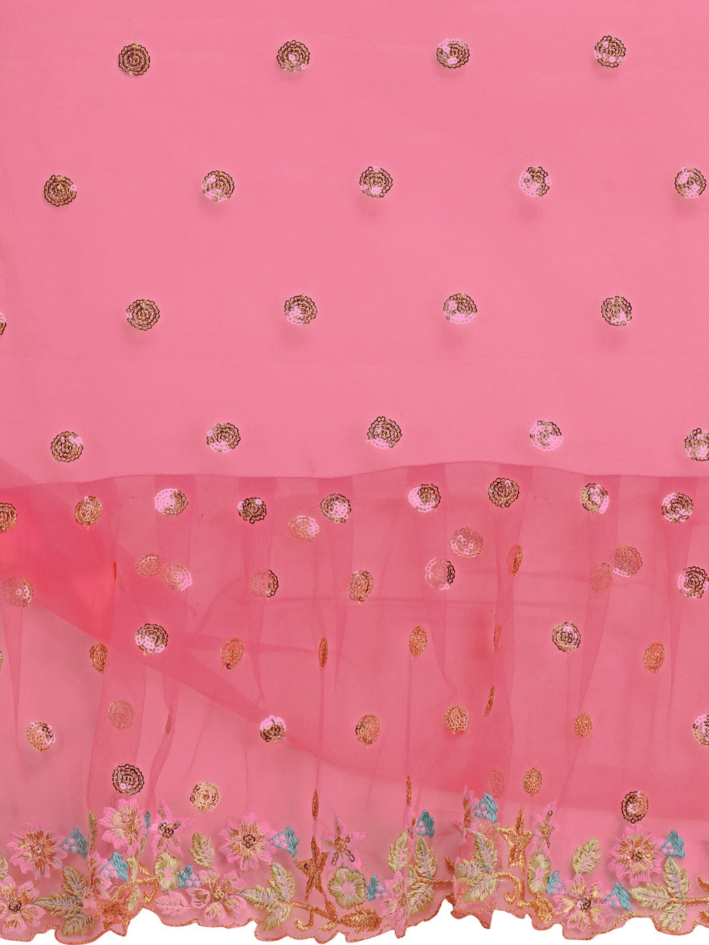 Pink Butterfly Net Ruffle Saree with Fancy Sequence Work