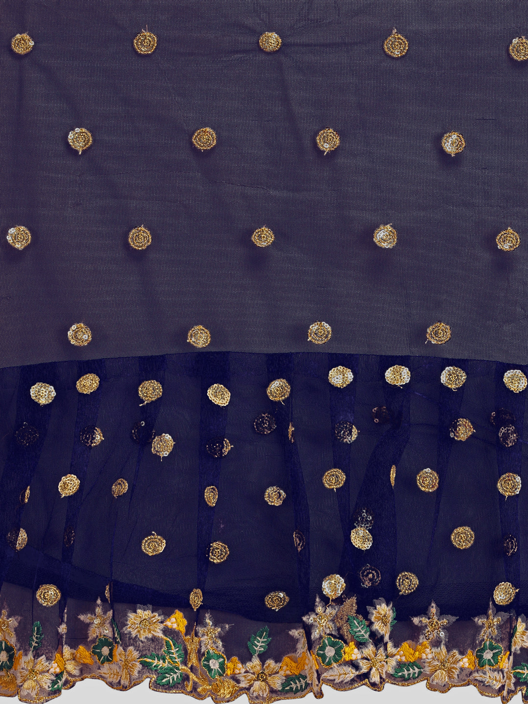Lorenvalley Fashion Blue Butterfly Net Ruffle Saree with Fancy Sequence work & Blouse