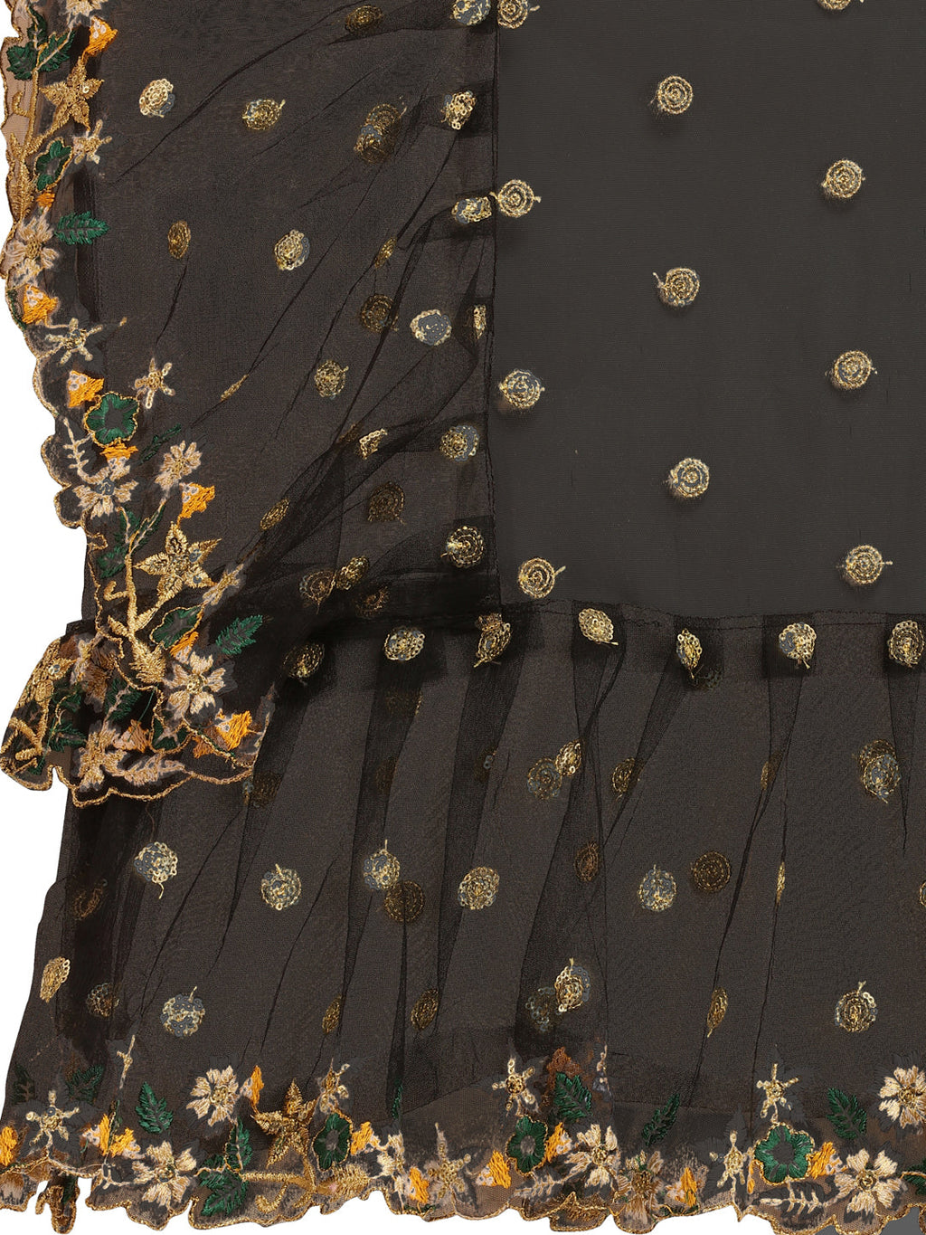 Black Butterfly Net Ruffle Saree with Fancy Sequence Embroidery