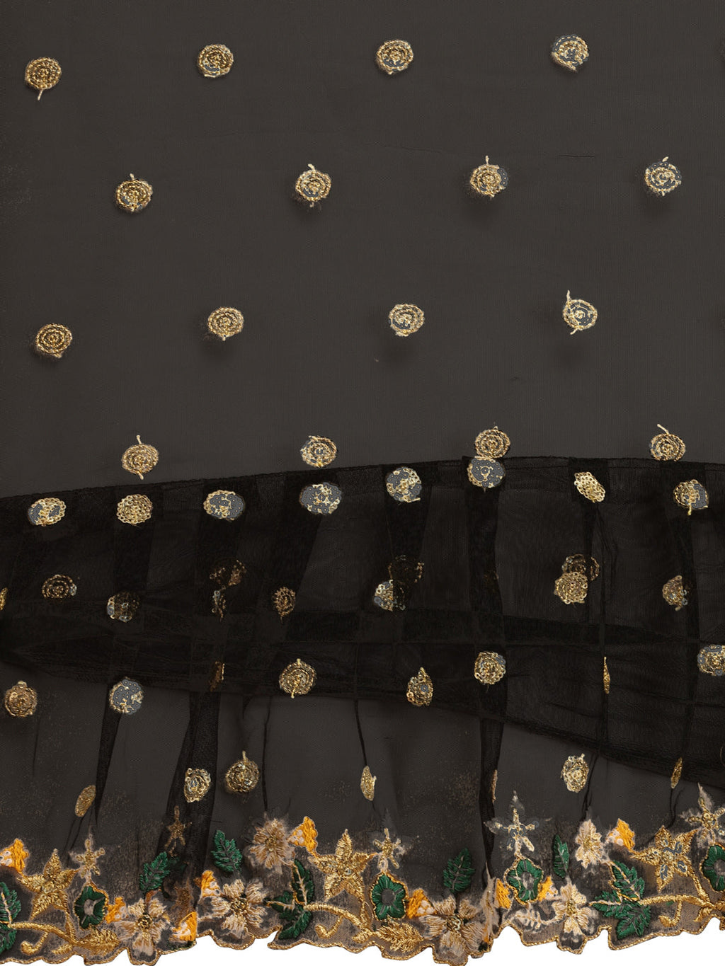Black Butterfly Net Ruffle Saree with Fancy Sequence Embroidery
