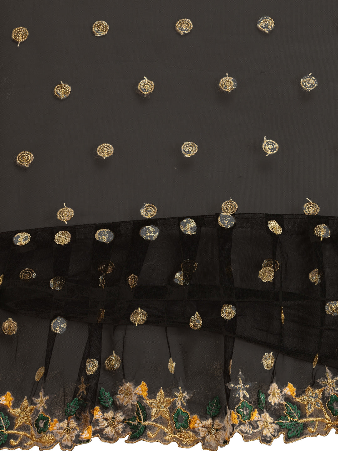 Black Butterfly Net Ruffle Saree with Fancy Sequence Embroidery