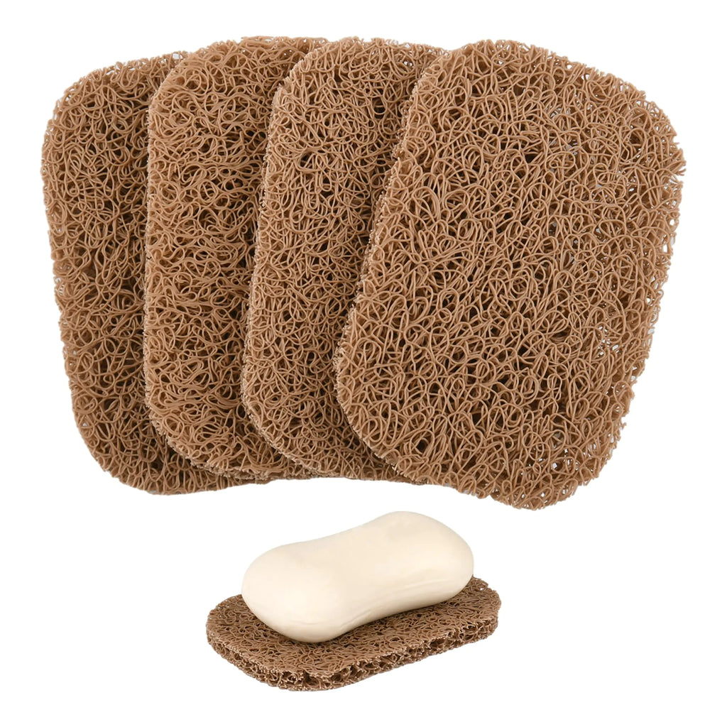 Yadream 4 Pack Non-Slip Soap Holder PadBPA-Free Soap Savers Pads for Soap DishSelf Draining Soap Bars Holder Pads Suitable for Kitchen Bathroom Shower Travel Hotel Cleaning Product(Coffee)