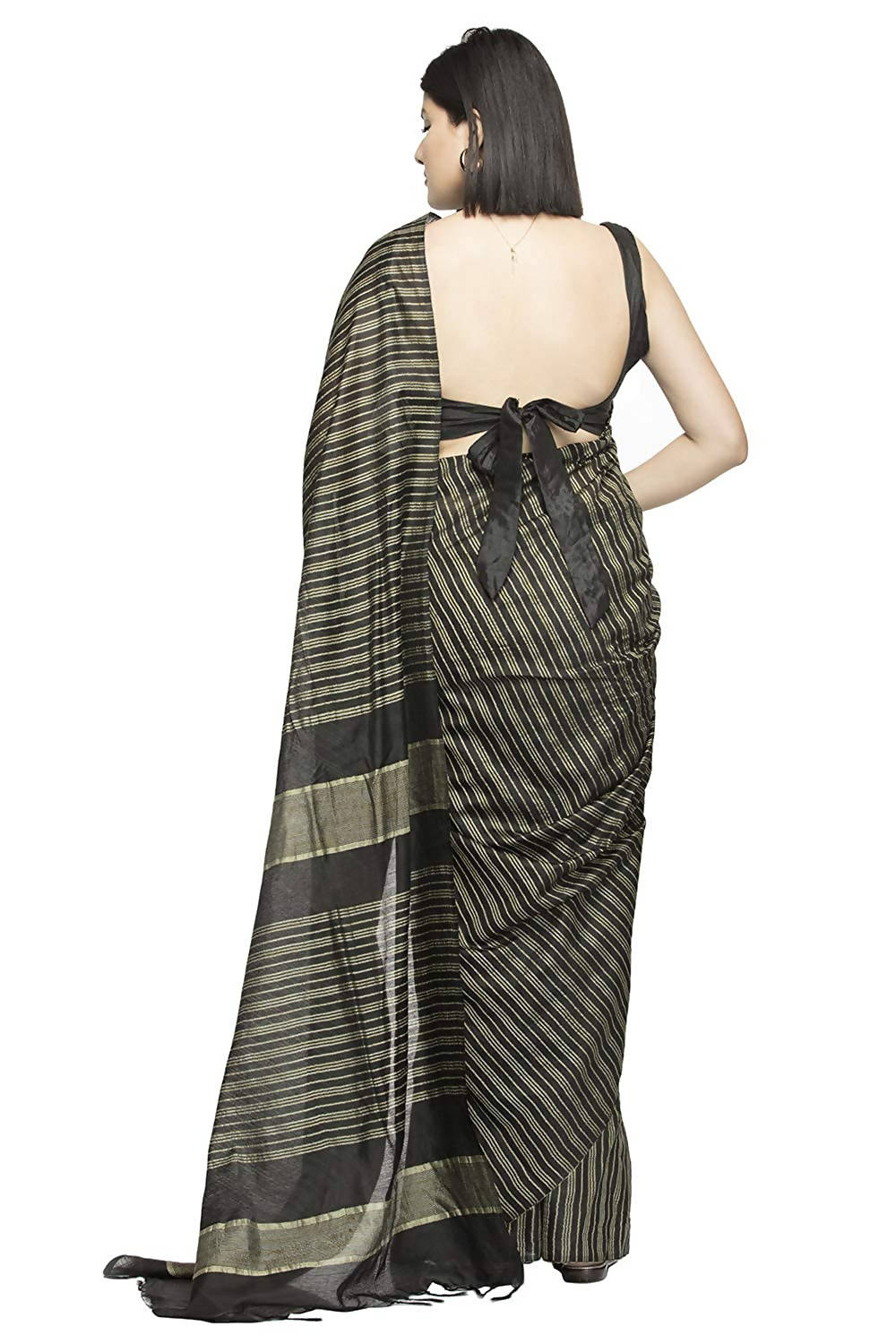 Black Bhagalpuri Saree with Unstitched Blouse Piece - Elegant Ethnic