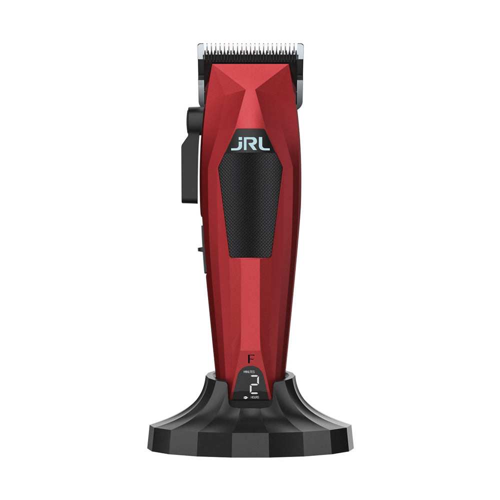 JRL 3000C Compact Clipper in red finish featuring a smart LED display and APEX fade blade