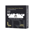 JRL Single Edge Razor Blades 100pk packaging featuring German stainless steel blades