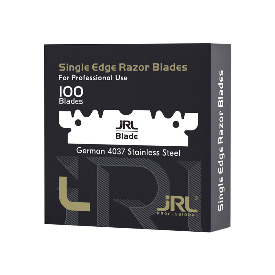 JRL Single Edge Razor Blades 100pk packaging featuring German stainless steel blades