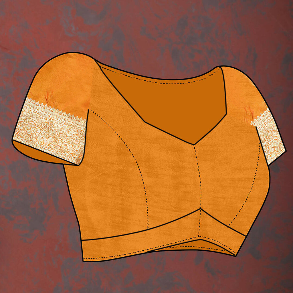 Orange Soft Silk Saree with Traditional Gold Zari Woven Design