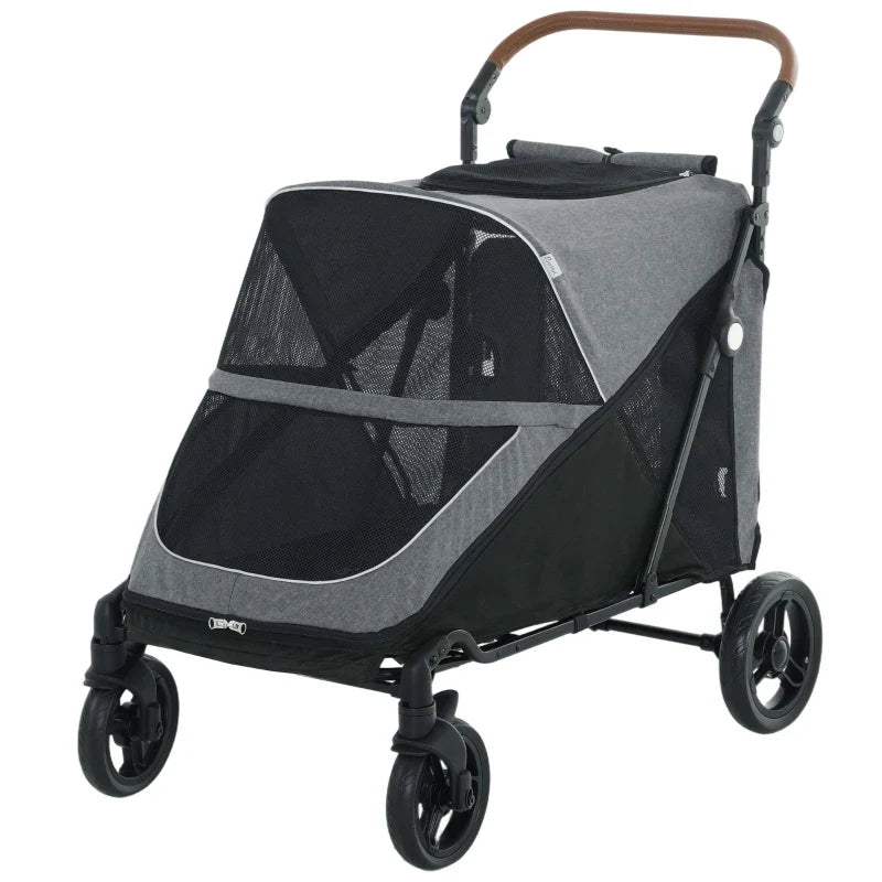 Dog Stroller for Large Dogs Up to 66 LBS with All-Terrain Spring Suspension, 8-Position Adjustable Handle