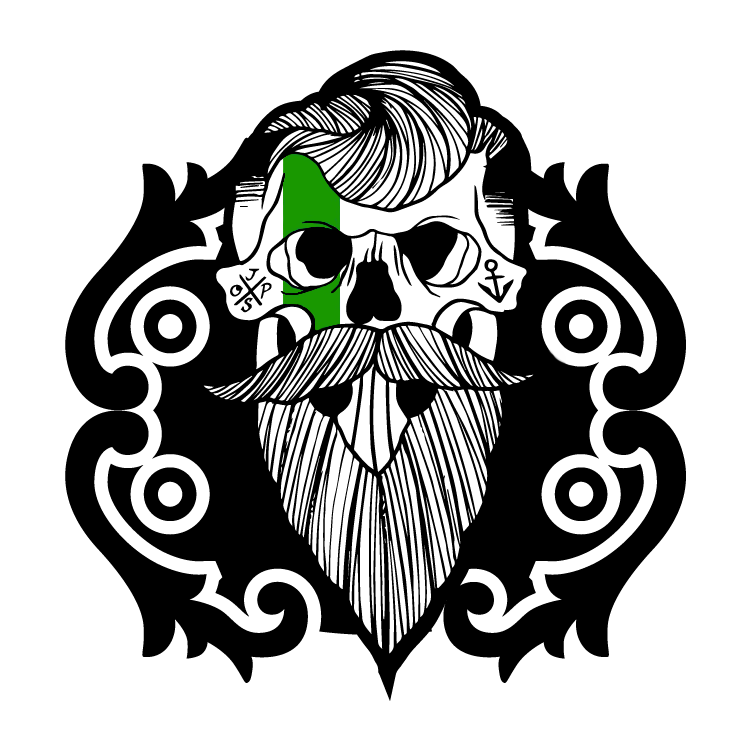 Thin Blue and Green Line Skull Sticker for Service Support - Image 2