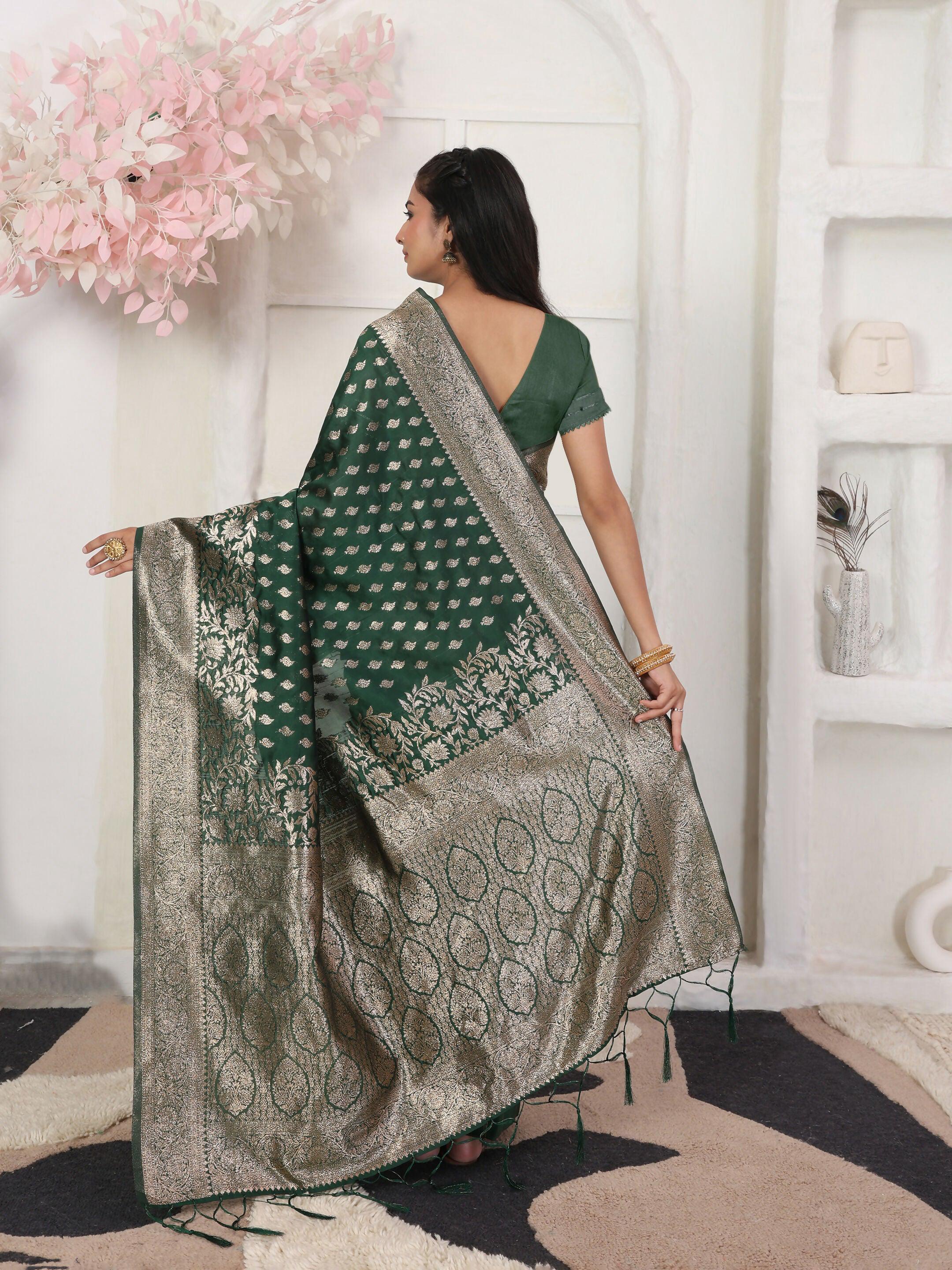Elegant Blue Lichi Silk Saree with Matching Blouse Piece